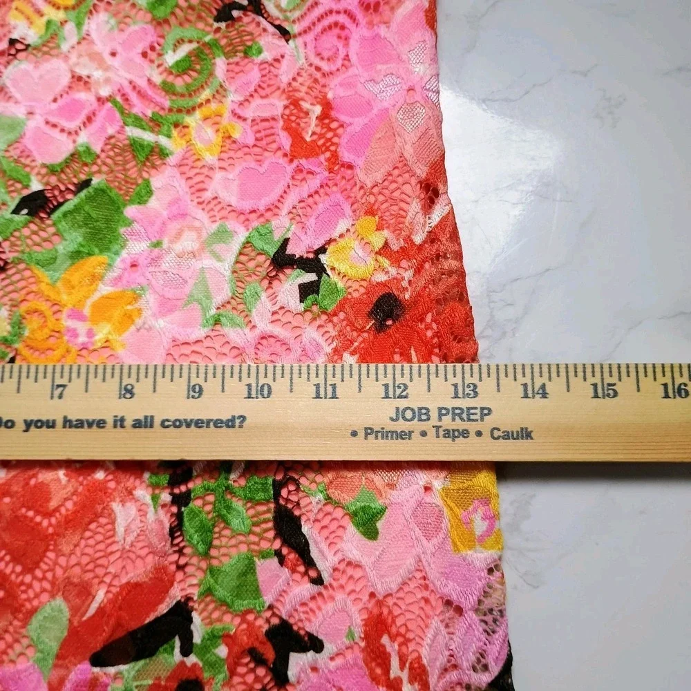 Marina Floral Lace Overlay Maxi Dress XS Pink Red Stretch Lined Made USA - Picture 9 of 13